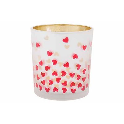 Bougeoir Red Hearts Blanc D7xh8cm Verre  