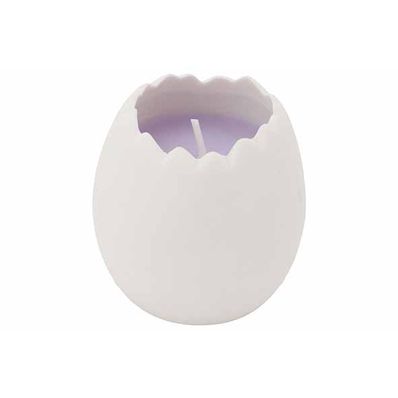 Bougie In White Egg Cup Lila 6x6xh6cm  