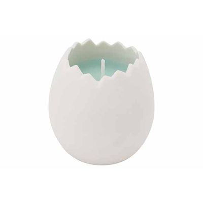 Bougie In White Egg Cup Vert 6x6xh6cm  