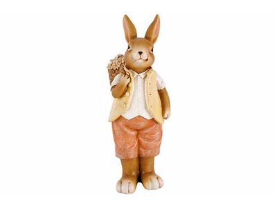 Konijn Boy Beige Oud Roze 10x8xh24cm Res In