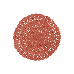 Placemat Crochet Oud Roze 35x35xh,8cm Ro Nd Katoen 