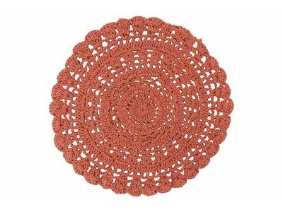 Placemat Crochet Oud Roze 35x35xh,8cm Ro Nd Katoen