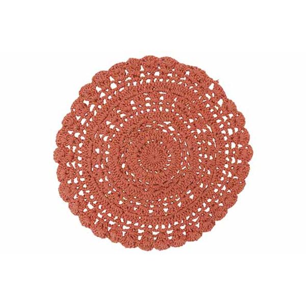 Placemat Crochet Oud Roze 35x35xh,8cm Ro Nd Katoen 