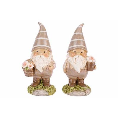 Gnome 2ass Greige 5x5xh11cm Polyresine  