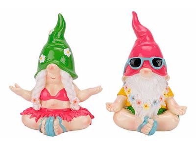 Kabouter Summer Yoga 2ass Multikleur 14x 12xh17cm Resin