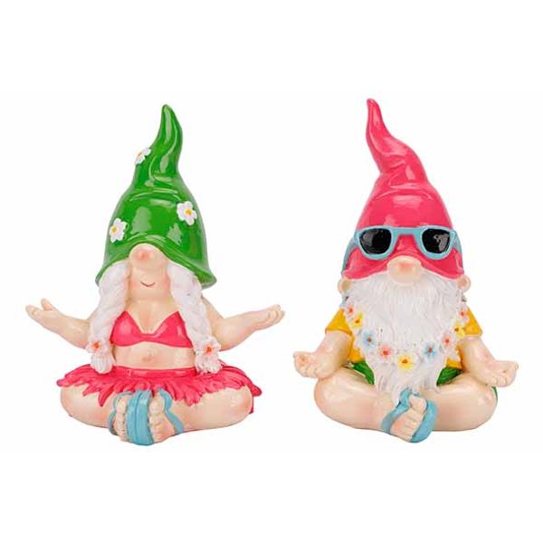 Kabouter Summer Yoga 2ass Multikleur 14x 12xh17cm Resin 