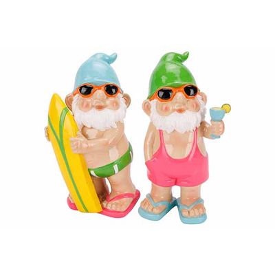 Gnome Summer Standing 2ass Multicolore 1 0x13xh21cm Resine 