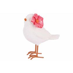 Cosy @ Home Oiseau Flower Pink Blanc 8x5xh10cm Resin E 