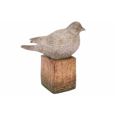 Oiseau On Base Gris 17x13xh22cm Resine  