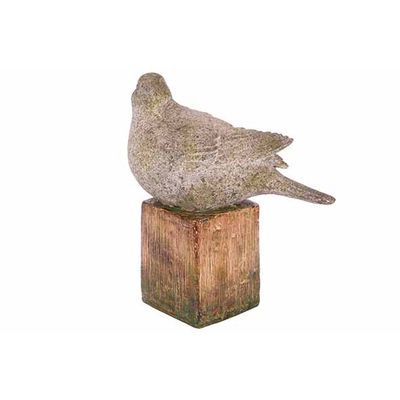 Oiseau On Base Gris 16x12xh21cm Resine  