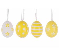 Oeuf De Paques Set8 Jaune  Blanc 6cm Pla Stic 