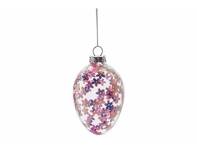 Hanger Flower Egg Roze 6x6xh9cm Glas 