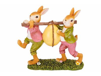 Konijn Boys Duo Groen 25x8xh21cm Polyres In