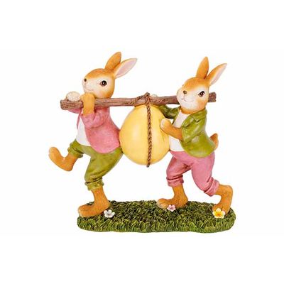 Lapin Boys Duo Vert 25x8xh21cm Polyresin E 