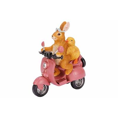 Konijn Vespa Oud Roze 16x19xh18cm Andere  Polyresin 