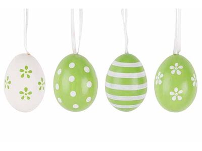 Oeuf De Paques Set8 Vert Blanc 6cm Plast Ic