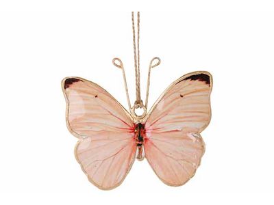 Hanger Vintage Butterfly Roze 10x,5xh8cm  Emaille