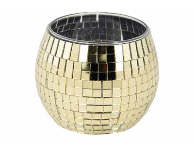 Theelichthouder Disco Goud 8x8xh7cm Glas 