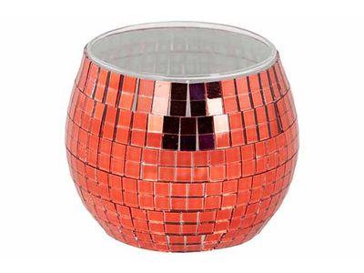 Theelichthouder Disco Rood 8x8xh7cm Glas 