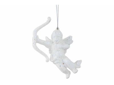 Suspension Cupido Glitter Blanc 10x4xh11 Cm Plastic
