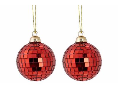 Boule Set2 Disco Rouge 7x7xh7cm Plastic 