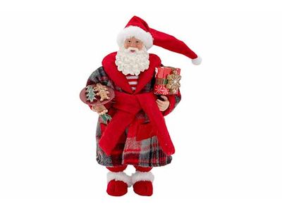 Pere Noel Pajamas And Cookies Rouge 15x1 0xh28cm Textile