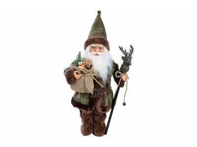 Pere Noel Standing Vert Brun 25x15xh46cm  Textile