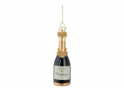 Hanger Champaign Bottle Zwart 4x4xh12cm Glas
