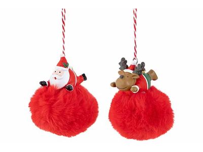 Hanger Plush Ball 2ass Rood 6x6xh8cm Tex Tiel