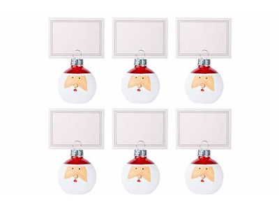 Porte-carte Set6 Santa Rouge Blanc 4x 4xh4cm Verre