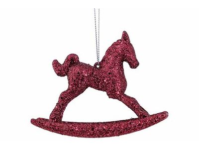 Suspension Rocking Horse Glitter Bordeau X 3x10xh8cm Plastic
