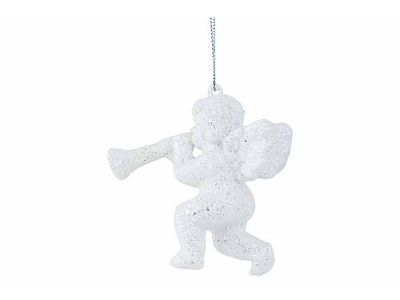 Ange A Suspendre Trumpet Glitter Blanc 8 X4xh8cm Plastic