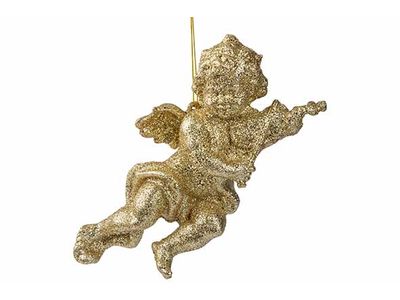 Hanger Engel Violin Glitter Goud 13x12xh 30cm Kunststof