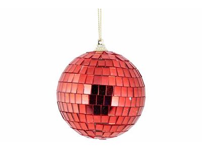 Kerstbal Disco Rood D8cm Kunststof 