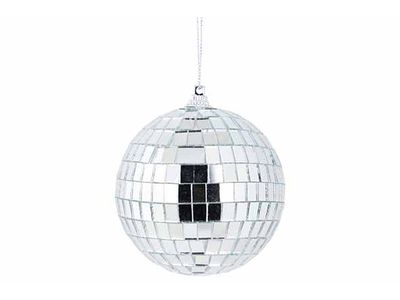 Boule Noel Disco Argent D8cm Plastic 