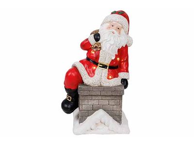 Kerstman In Chimney Led Light Rood Wit 3 3x26xh54cm Magnesium