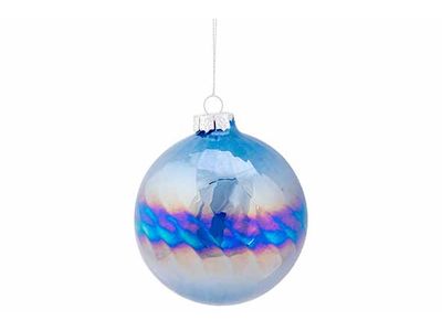 Kerstbal Spiral Pearl Blauw 10x10xh10cm Glas