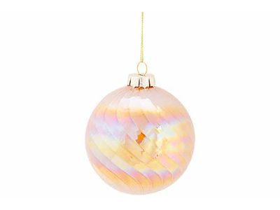 Kerstbal Spiral Pearl Zand 10x10xh10cm G Las