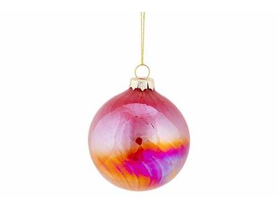 Kerstbal Spiral Pearl Rood 8x8xh8cm Glas 