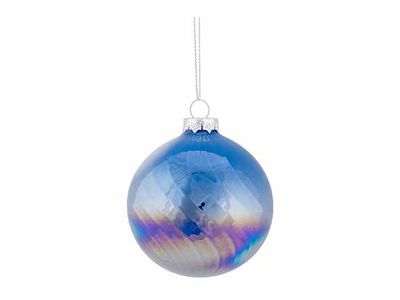 Kerstbal Spiral Pearl Blauw 8x8xh8cm Gla S