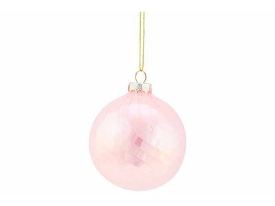 Kerstbal Spiral Pearl Roze 8x8xh8cm Glas 