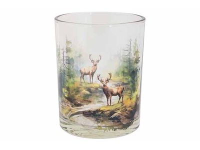 Theelichthouder Forest Deer Transparant Groen 10x10xh13cm Glas