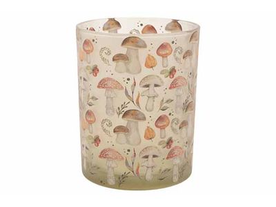 Theelichthouder Champignons Beige 10x10x H13cm Glas
