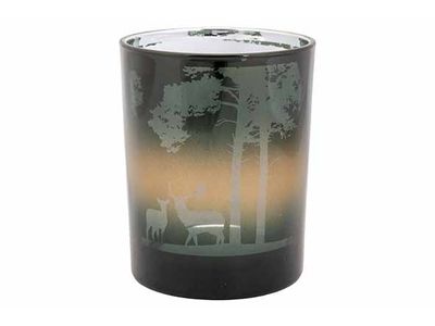 Theelichthouder Forest Electroplated Gro En 10x10xh13cm Glas
