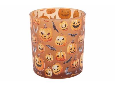 Theelichthouder Pumpkin Oranje 7x7xh8cm Andere Glas
