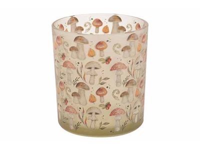 Theelichthouder Mushroom Beige 7x7xh8cm Andere Glas