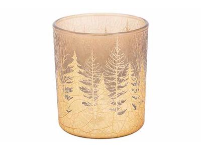 Theelichthouder Cracke Trees Goud 7x7xh8 Cm Glas