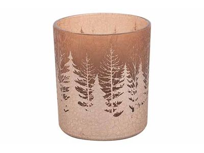 Theelichthouder Cracke Trees Oud Roze 7x 7xh8cm Glas