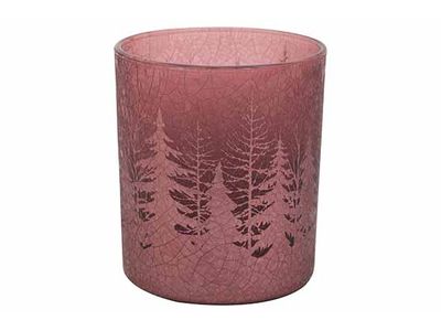 Bougeoir Cracke Trees Bordeaux 9x9xh10cm  Verre