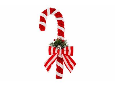 Hanger Candy Cane Rood Wit 14x4,5xh28cm Fluweel
